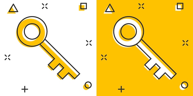 흰색 격리 된 배경 액세스 스플래시 효과 비즈니스 개념에 만화 스타일 암호 만화 벡터 일러스트 레이 션의 키 아이콘