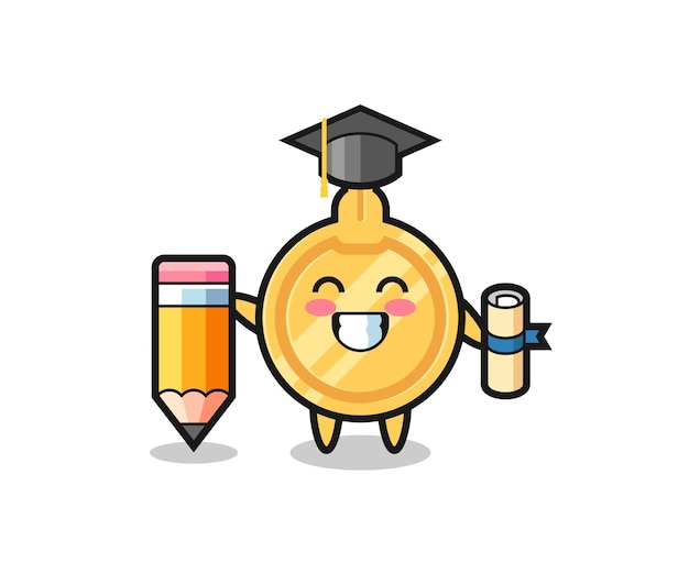 Il fumetto dell'illustrazione chiave è la laurea con una matita gigante, un design carino