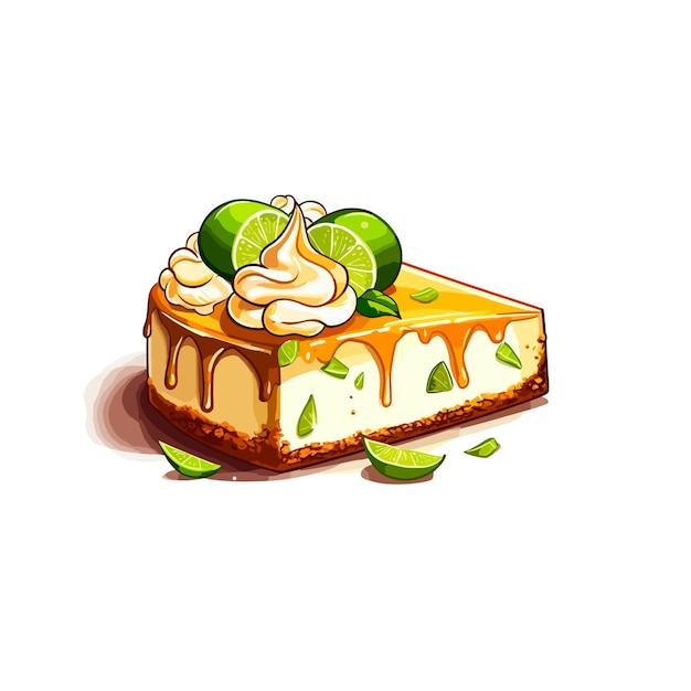 key lime pie cake Cartoon Vector illustration