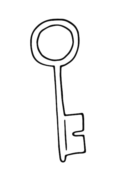 Key to open the lock doodle linear cartoon coloring