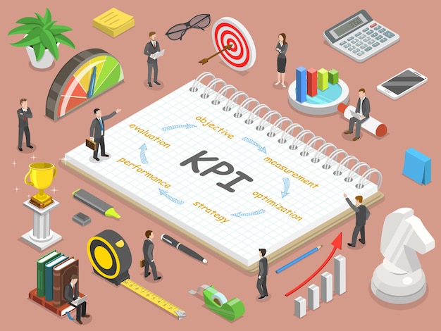 Key performance indicator flat isometric concept.