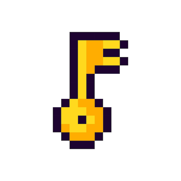 Key Pixel Art-gamingitem, gamepixelsleutel.