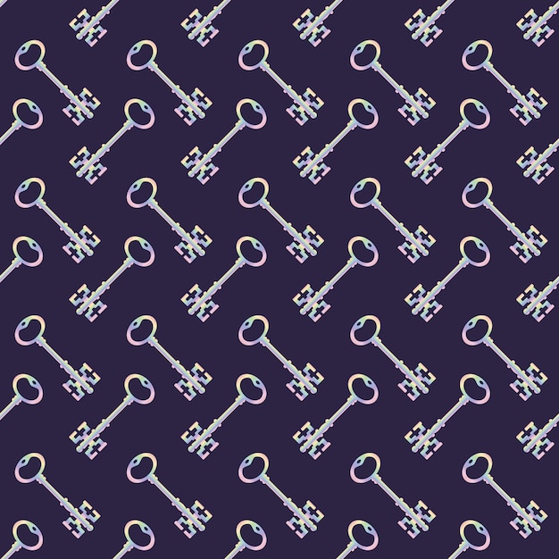 Key rainbow, antique collection. Vector silhouettes for doors Seamless pattern