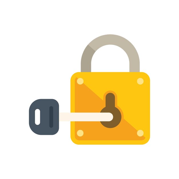 Key solution padlock icon flat vector Creative business Help data isolated