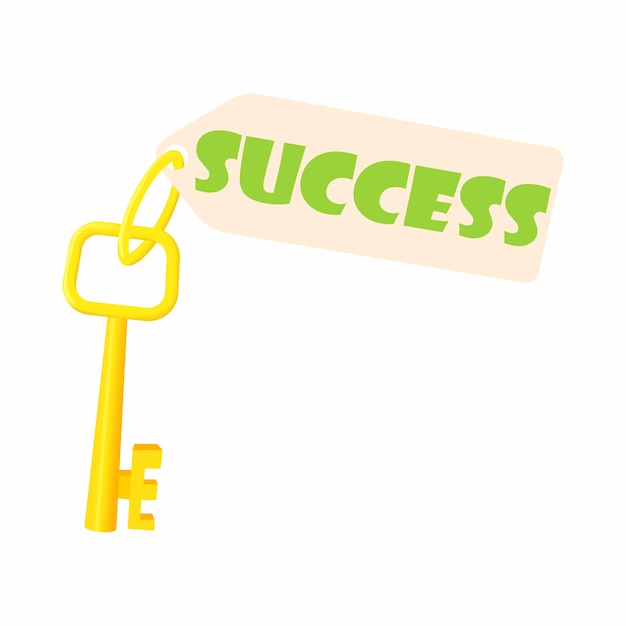 Vector key to success icon in cartoon style isolated on white background business symbol