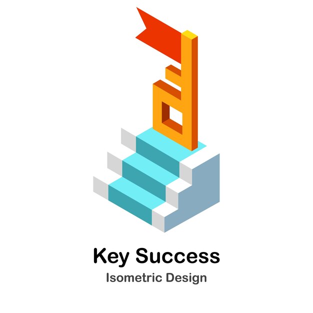 Key to Success Isometric Illustration