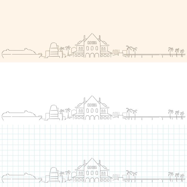 Vector key west hand drawn profile skyline