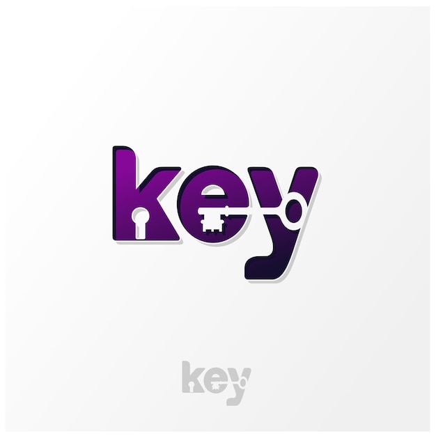 Key Wordmark Logo. Key, and keyhole in the negative space of the word.