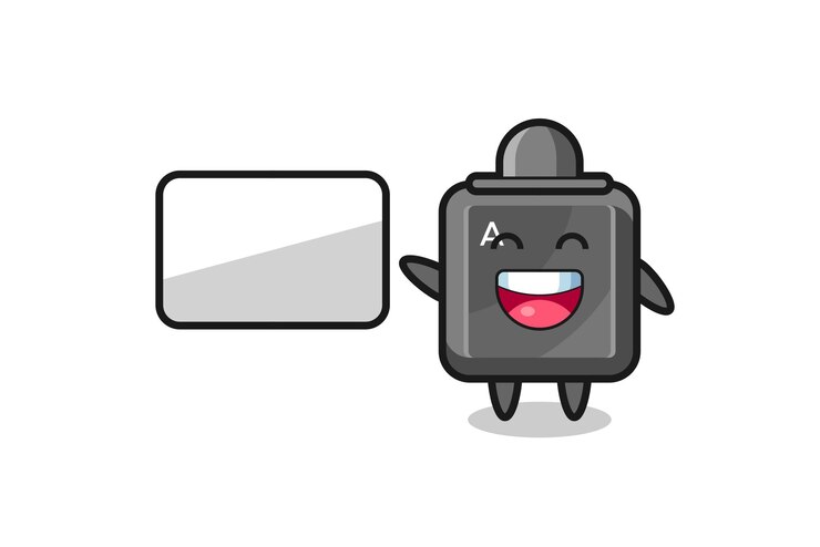 Vector keyboard button cartoon illustration doing a presentation