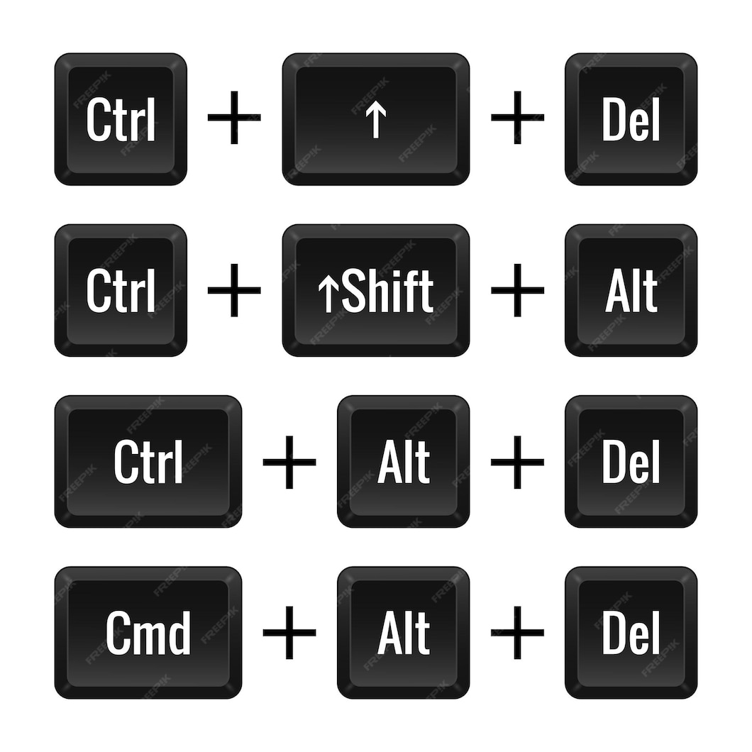 Premium Vector Keyboard combinations ctrl shift del alt cmd hotkeys