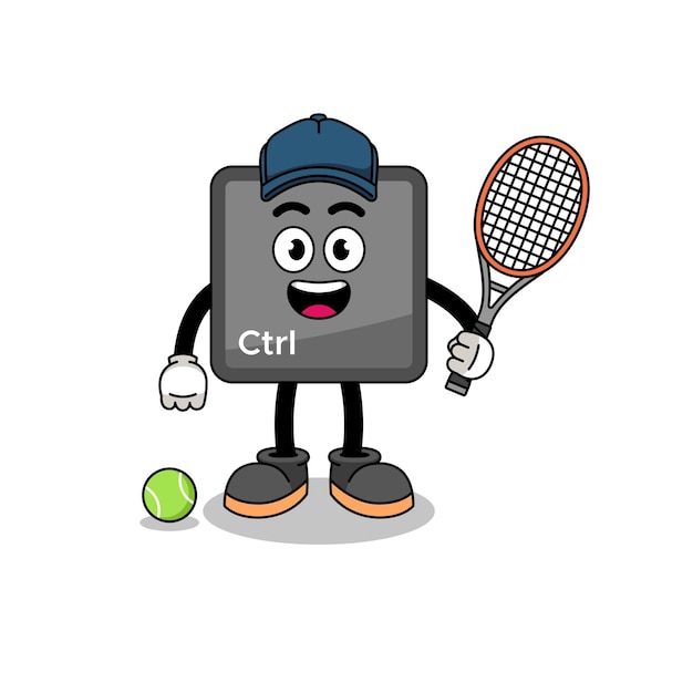 Keyboard control button illustration as a tennis player character design