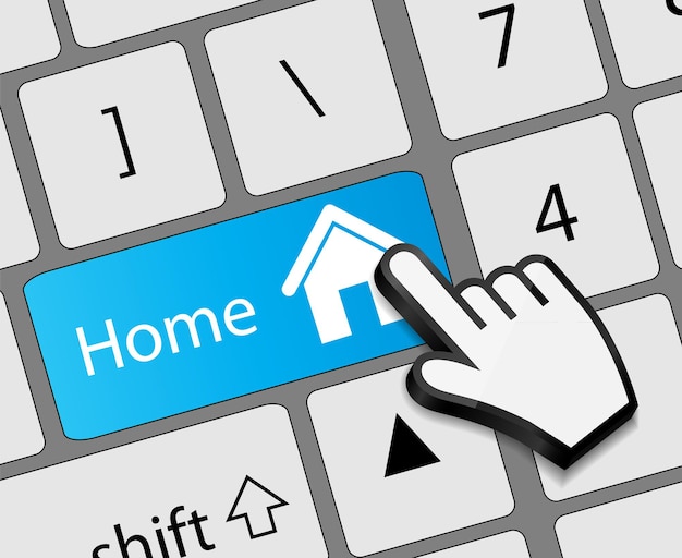 keyboard home button with mouse hand cursor vector illustration