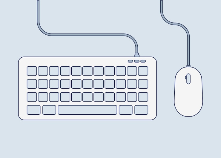 Vector keyboard and mouse color icon in flat style