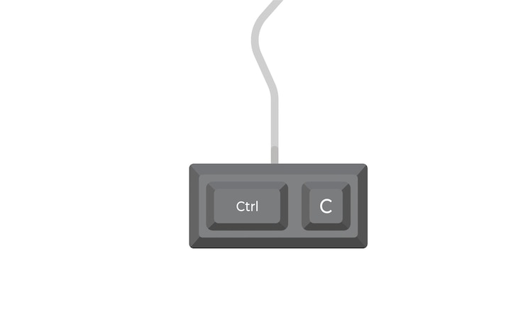 Vector keyboard shortcuts crtl c in isometric style