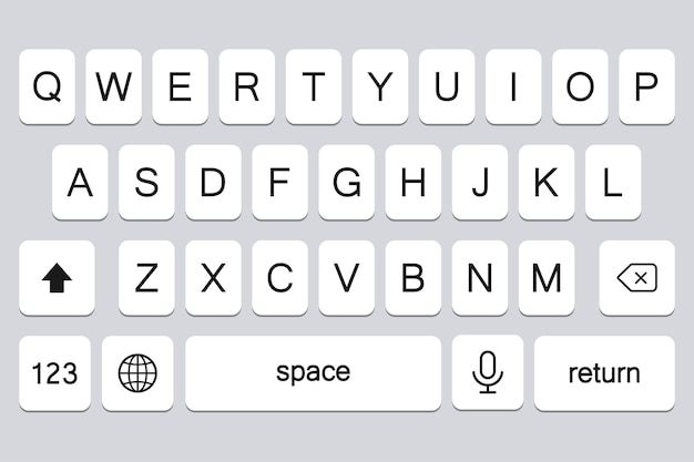 Vector keyboard for smartphone in gray.