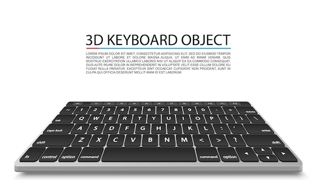 Vector keyboard on white background in perspective. vector illustration