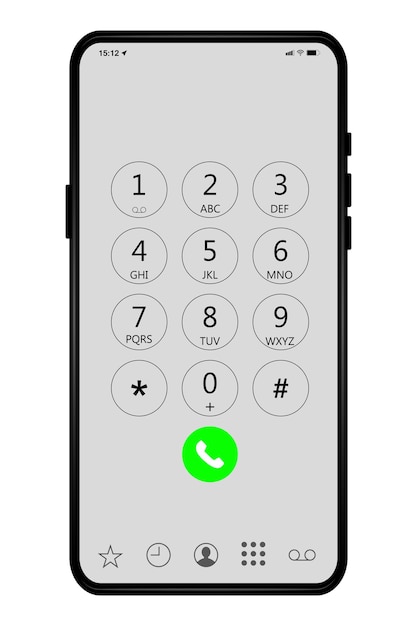 電話画面に数字と文字が表示されたキーボードスマートフォン用のユーザーインターフェイスキーボードタッチデバイスのキーボードテンプレートベクトル図