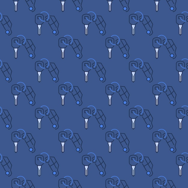 Keychain and car key vector rental blue seamless pattern