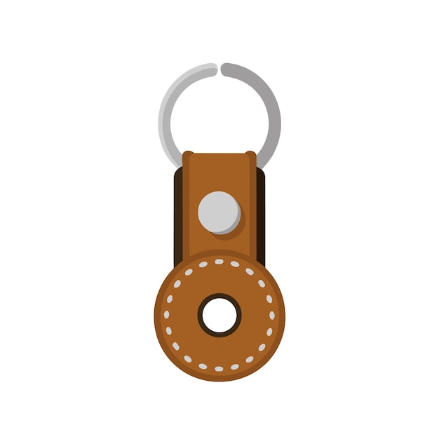 Vector keychain with metal ring flat vector