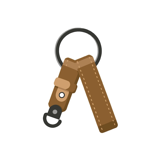 Vector keychain with metal ring flat vector