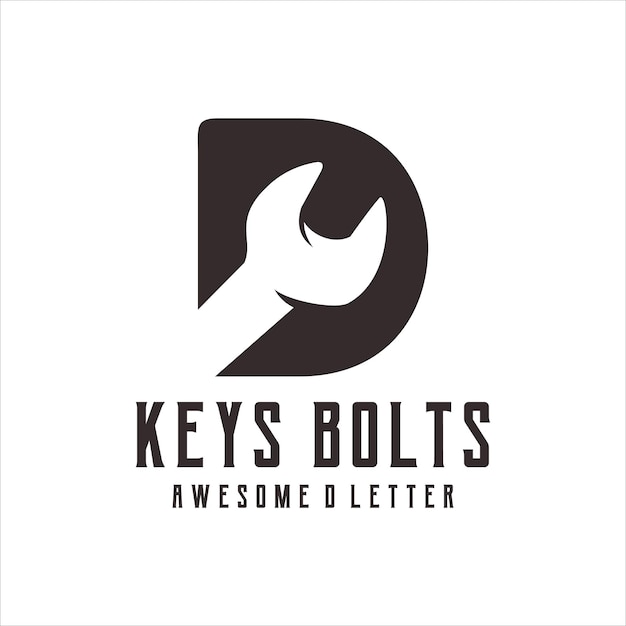 Keys bolts logo silhouette retro illustration