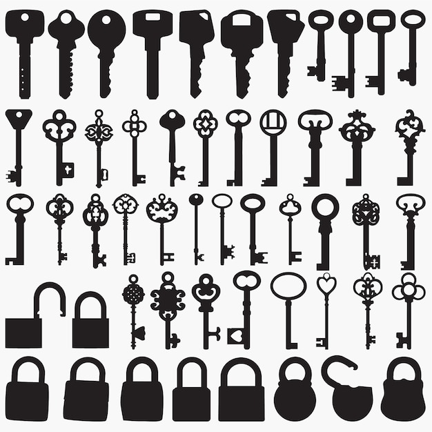 Vector keys silhouettes