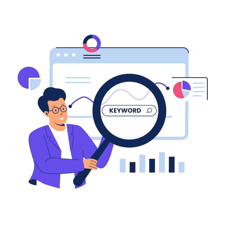 Vector keyword research illustration concept