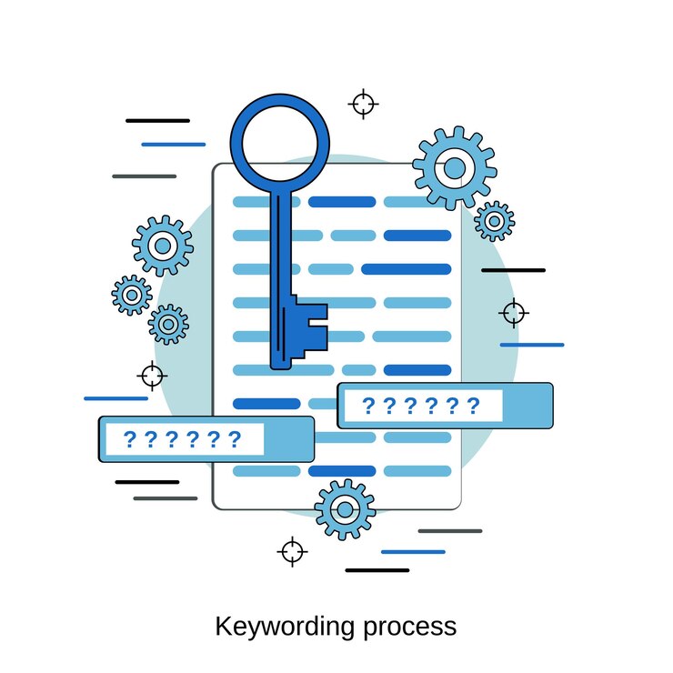 Vector keywording process flat design style vector concept illustration