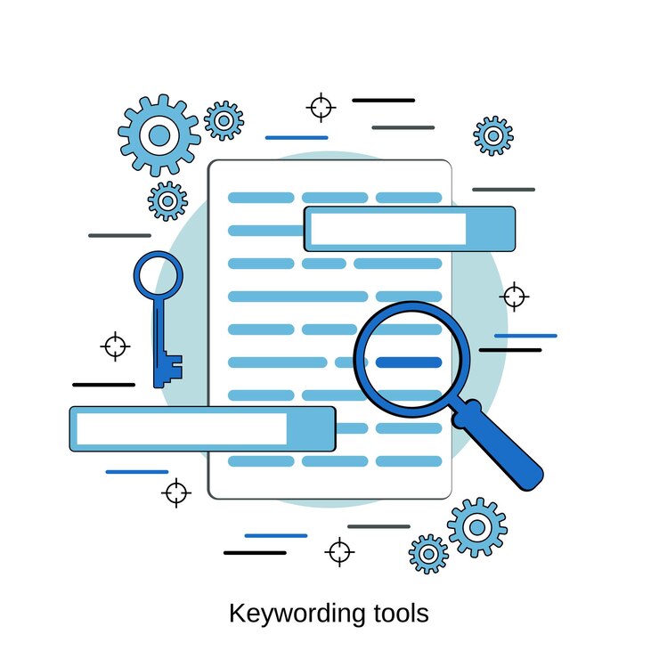 Vector keywording tools flat design style vector concept illustration