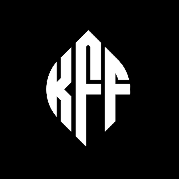 벡터 kff 로고는 원과 타원형의 원형 문자 로고 디자인입니다.