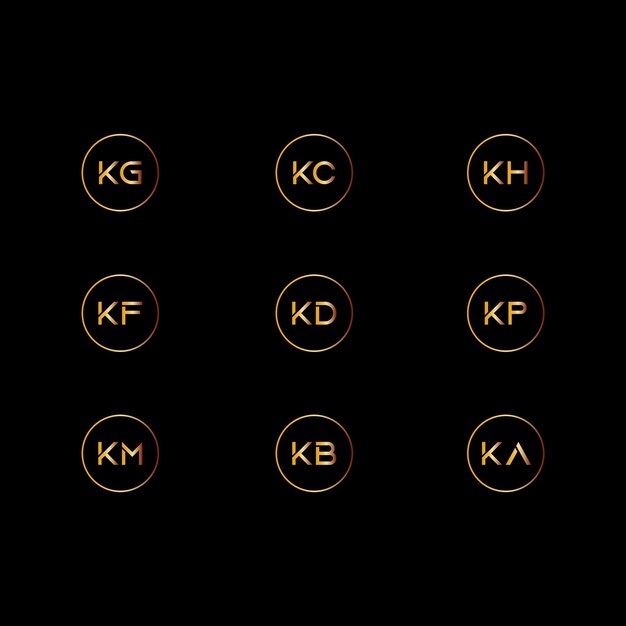 Kg kc kh kf kd kp km kb ka letter logo cirkel gouden collectie