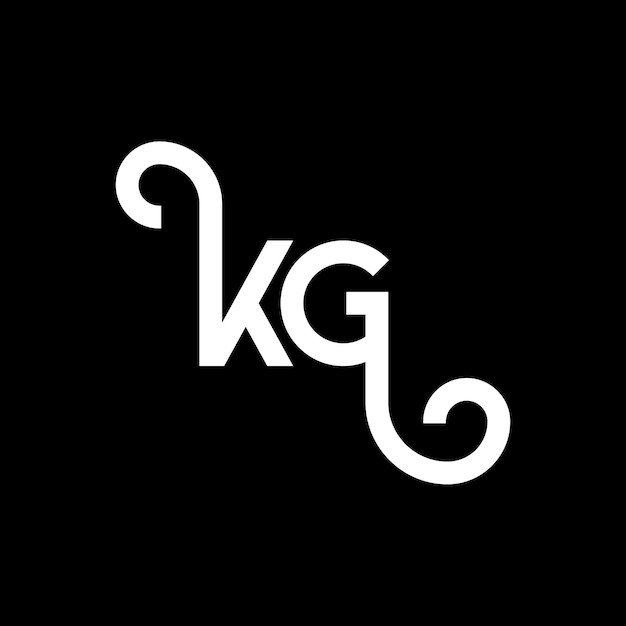 벡터 검은 바탕에 kg 글자 로고 디자인 kg 크리에이티브 이니셜 문자 로고 콘셉트 kg 문자 디자인 kg 색 글자 디자인 흑색 바탕에 k g k g 로고