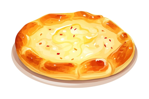 Vettore khachapuri come piatto tradizionale della georgia con illustrazioni vettoriali grafiche piatte di pane al formaggio isolate su sfondo bianco