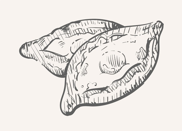 Набросок еды хачапури, нарисованный вручную векторной иллюстрацией