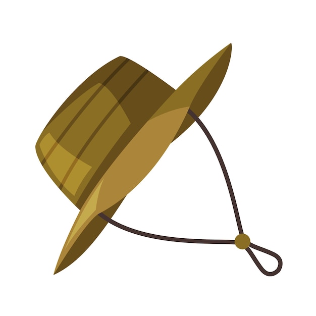 Khaki bucket hat with stopper rope cartoon vector illustration