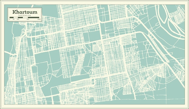 Khartoum Sudan City Map in Retro Style. Outline Map. Vector Illustration.