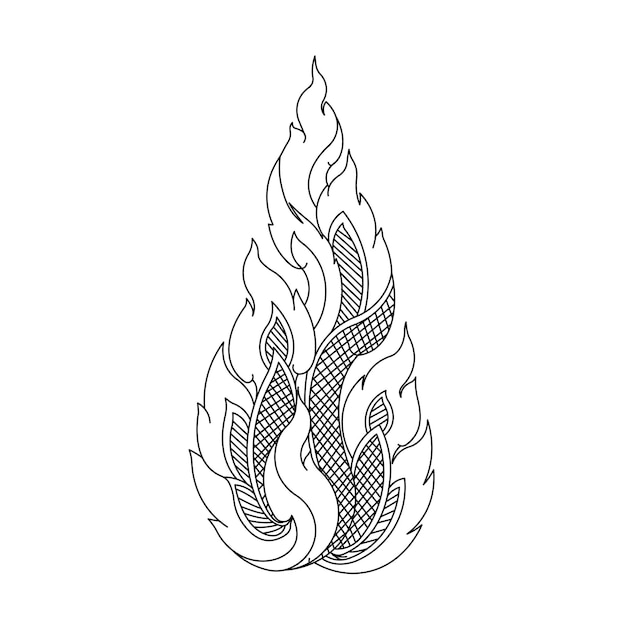 Vector khmer fire ornament stroke in detail