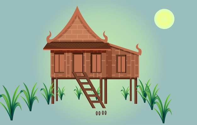 Khmer huis platte tekening gratis vector ai