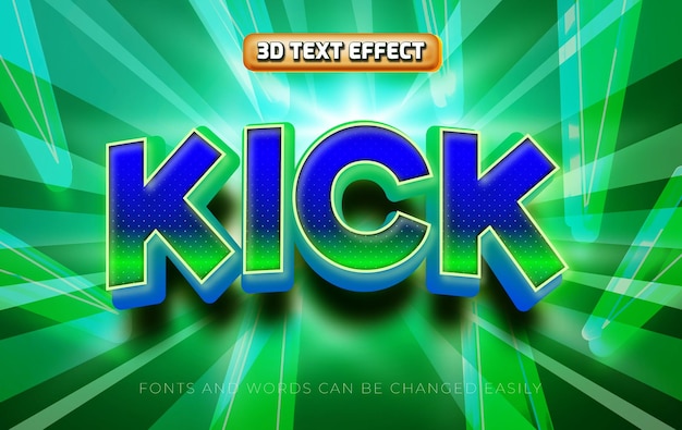 Kick 3D bewerkbare teksteffectstijl