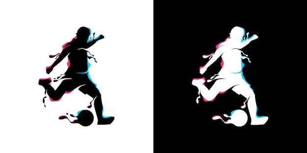 Kick the ball player illustration design concept