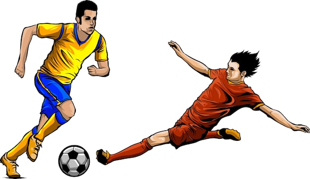 kick the ball soccer vector illustration digital hand draw