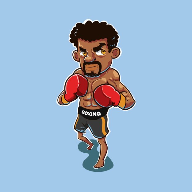 Vettore illustrazione di vettore del carattere della mascotte di kick boxing