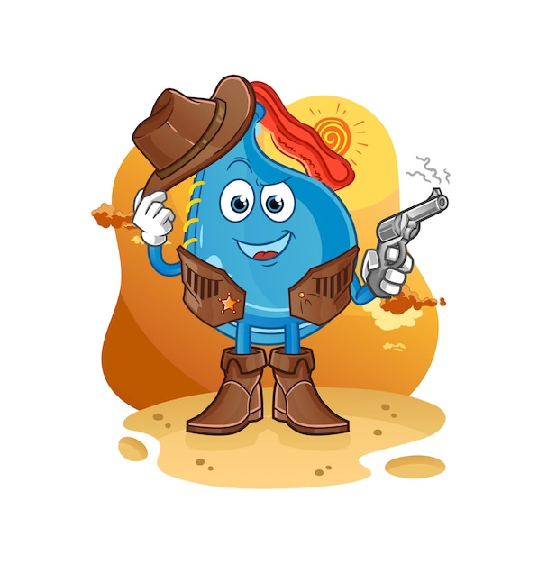 Kick pad cowboy with gun character vector