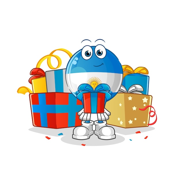 Kick pad give gifts mascot. cartoon vector