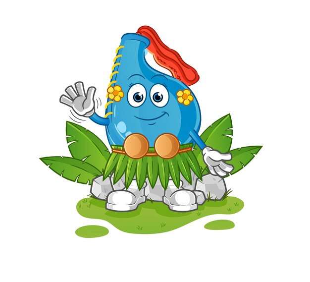 Kick pad hawaiian waving character cartoon mascot vector