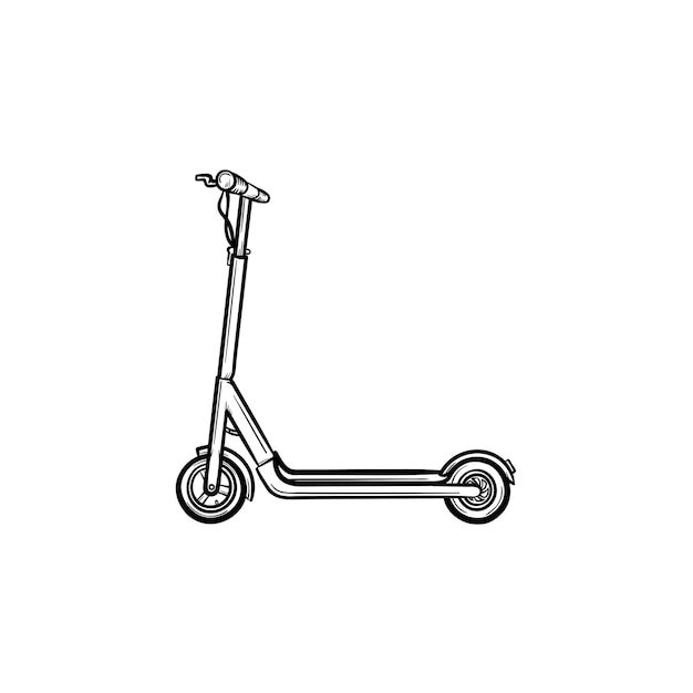 Kick scooter hand drawn outline doodle icon. Vector sketch illustration of kick scooter for print, web, mobile and infographics isolated on white background.