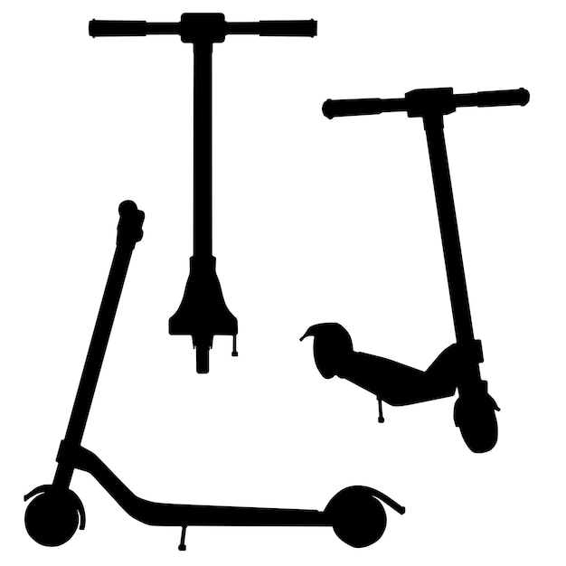 Vector kick scooter silhouet set