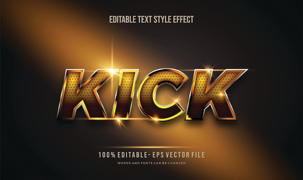 Kick shiny gold and dot black editable text style effect