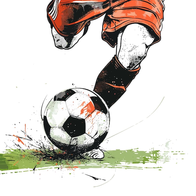 Vettore kick_the_ball_soccer_vector_illustrazione