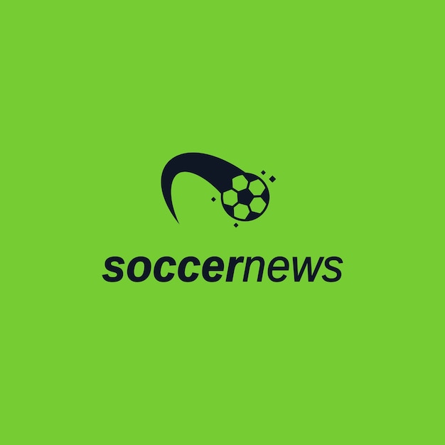 Vettore icona del logo kicked ball. modello di logo del sito web di notizie di calcio